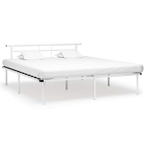 vidaXL Estructura de Cama Casa Dormitorio Habitación Robusta Duradera Mobiliario Cómodo Moderna Matrimonial Doble de Metal Blanco 180x200 cm