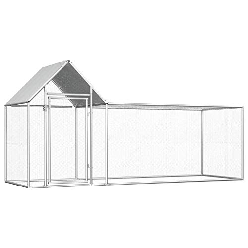 vidaXL Gallinero Exterior Grande Jaula Gallinas Conejos Aves Conejera Metálica Acero Galvanizado Corral Cubierto Metal Tejado Cerradura 3x1x1,5 m