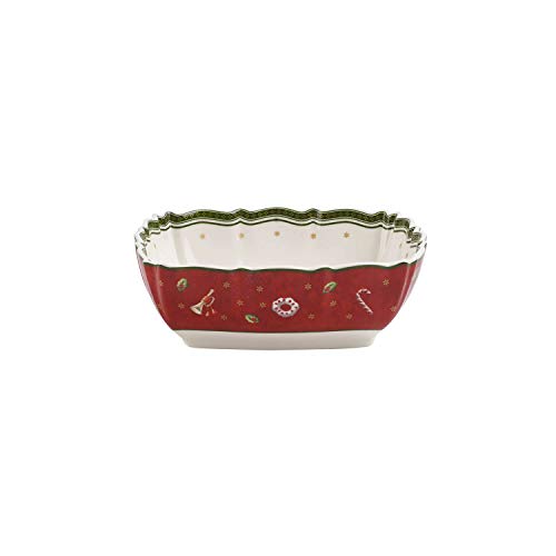 Villeroy & Boch Toy's Delight Fuente para servir rectangular, Porcelana Premium, Blanco/Rojo