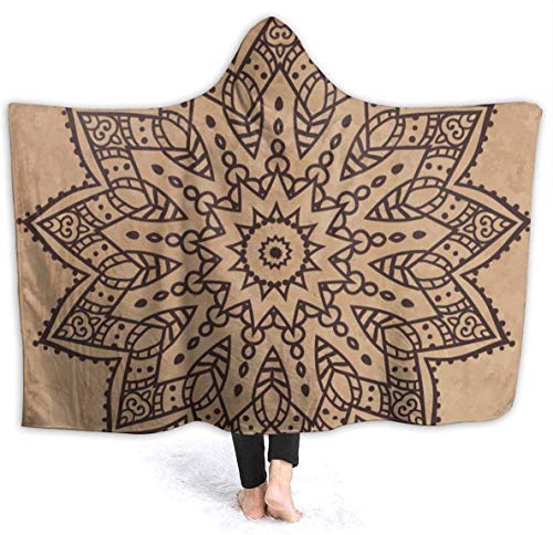 Vintage Mandala - Manta con Capucha para Mujer,súper Suave,60"x50",Manta de Franela,Sudadera con Capucha,Bata con Capucha,Capa con Capucha para Ver películas