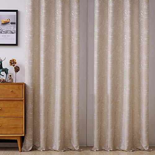 Viste tu hogar Pack 2 Cortina Decorativa Opaca con Jacquard, Moderna y Elegante, para Salón o Habitación, 2 Piezas, 140X260 CM, Diseño Único, Color Beige