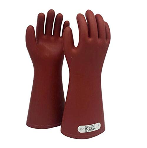 Wanson Guantes Aislantes Guantes Aislantes De Alta Tensión Guantes De Goma A Prueba De Choque para Electricidad Cómoda Y Duradera Clase 1 Protección MAX 10Kv 1 Par