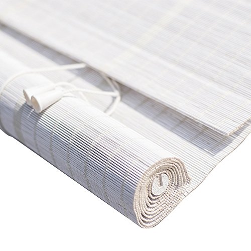 WENZHE Estores De Bambú Venecianas Persiana Enrollables Blanco Sombra Protector Solar Tipo De Rollo Pantalla Balcón Habitación, Bambú, 2 Estilos, Tamaño Personalizable