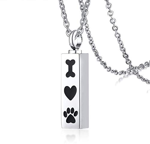 Winpavo Caja Funeraria  Mascota Pata Grabada Perro Gato Memorial Joyería De Acero Inoxidable Urna Impermeable Collar Colgante De Cenizas Bar Unisex Joyería