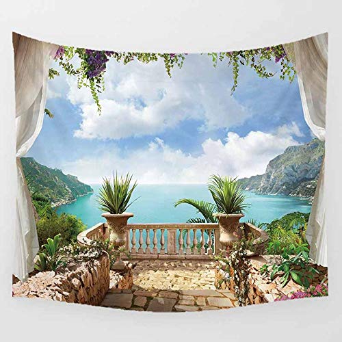 WSSHUIYI Mantas de Franela Bedsure La Vista Desde el balcón Manta de Bebé Unisex Suave y Cómoda Siesta 3D Microfibra Invierno Cálido Sofás Mantas para Cama Edredón de Retazos-L(180X200CM)