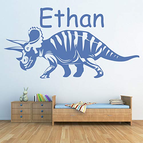 wZUN Nombre Personalizado Dinosaurio Triceratops Vinilo calcomanía Pegatinas de Pared decoración del hogar habitación de los niños Arte extraíble 43x82 cm