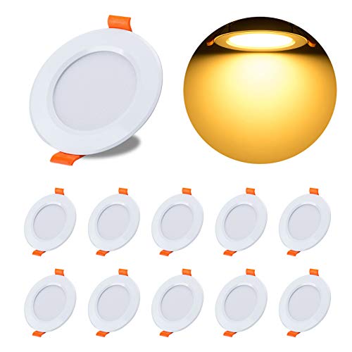 Yafido 10x Regulable Panel LED 5W Equivalente a 40W Halogen Downlight Redondo Ultra Delgado Blanco Cálido 3000K Ojos de Buey con Transformador