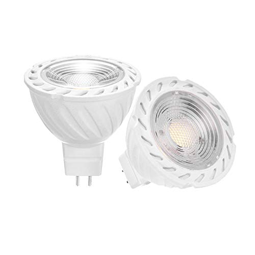 YAYZA! 4-Paquete Nueva Generación MR16 GU5.3 6W 12V AD/DC Bajo Voltaje LED COB Bombilla Foco 500lm Equivalente a Halógeno 50W 60 Grados Haz Ancho Regulable Color Blanco Cálido 3000K