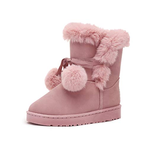 Yefree Botas de Nieve para otoño e Invierno para Mujer Botas de Nieve con Bola de Pelo Zapatos de algodón cálidos Botas de Invierno de Moda Botas Casuales Salvajes