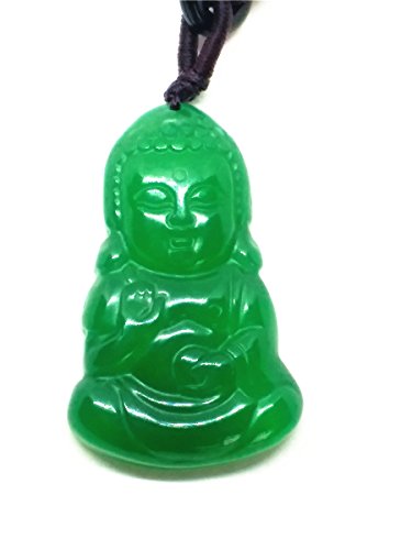 yigedan Collar con colgante de Buda de la suerte con piedra de jade verde natural