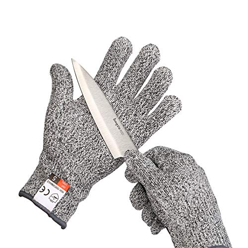 Yizhet 1 Par Guantes Anticorte, Guantes Trabajo Resistentes a Los Cortes Nivel 5 Seguridad Proteccion Guante para Cocina, Trabajo Mecanico y Jardín- (S)