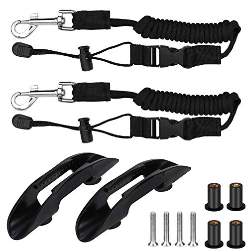 Yotako 4 piezas Kayak Paddle Hodler Kayak correas de seguridad ajustables y clips montados en la cubierta (con tornillos) con Hardwre Universal Kayak Accesorios