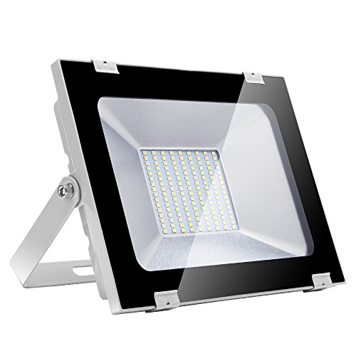 Yuanline Focos LED Exterior de Blanco Frío 100W 10000LM, 6000-6600k, Ultrafino y Ultraligero para Jardín, Garaje, Patio, Estadio, Fábrica, Almacén, Cuadrado Resistente al Agua IP65