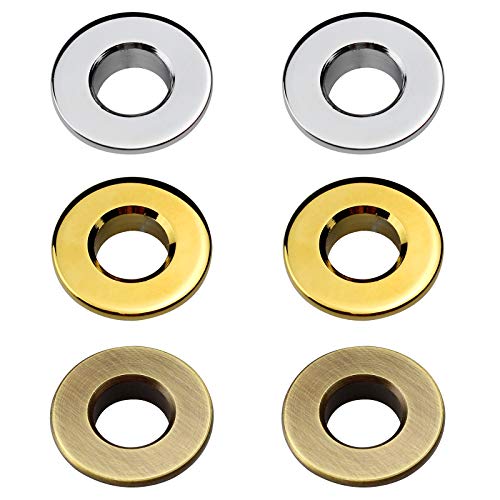 YunBey 6 Piezas Agujero de Fregadero de Baño de Cocina Cubierta de Anillo de Rebose Desagüe de Desbordamiento Redondo Anillo de Desbordamiento de Cocina para Desagüe de Fregaderos o Lavabos