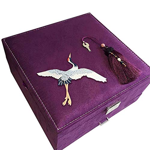 ZYING Caja for Organizador de Joyas - Estuche de Almacenamiento con Pantalla for mujerColgador con Cerradura for el Collar con Arete y Pulsera, Rosado (Color : C)