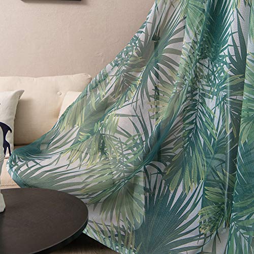 ZYY-Home curtain Tropical Hojas de Palma Cortinas Opacas con Ojales Impresión Cortinas 2 Paneles para Salón Dormitorio Comedor Habitación,Voile,W100xL250cm