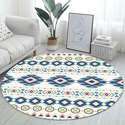 1 alfombra redonda impresa, cómoda, suave y sin pelusas, estilo bohemio, apta para sala de estar, dormitorio, silla de ordenador, cojín para cesta colgante, estilo redondo.