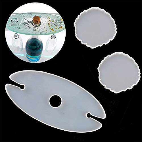 3 piezas Molde transparente de silicona, Moldes de resina para portavasos, Molde de montaña para mesa como posavasos de vidrio, fabricación de moldes de estante de vidrio de vino de silicona DIY