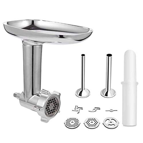 Accesorios para picadora de carne, accesorio para robot de cocina – Robot de cocina de metal para KitchenAid Stand Mixer, útil accesorio para batidora, incluye tubos para relleno de salchicha