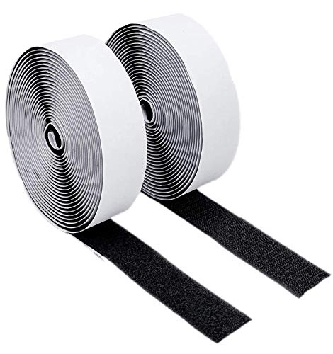  adhesivo, 5 M de Largo, Cinta  2 Rollo DIY de Corte,  adhesivo doble cara,  doble cara Hook and Loop Tape,  adhesivo fuerte Gancho y Cinta de Gancho(Blanco)