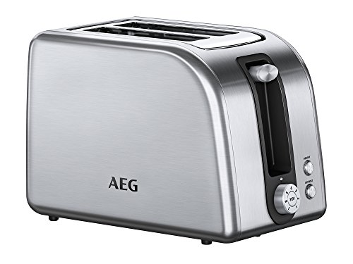 AEG AT7750 Tostadora Serie 7 (Doble Ranura, 850W, 7 Niveles de Potencia, Descogelador, Función Horneado, Soporte para Bolleria, Recogemigas, Tapa Antipolvo, 1m de Longitud Cable, Inox)