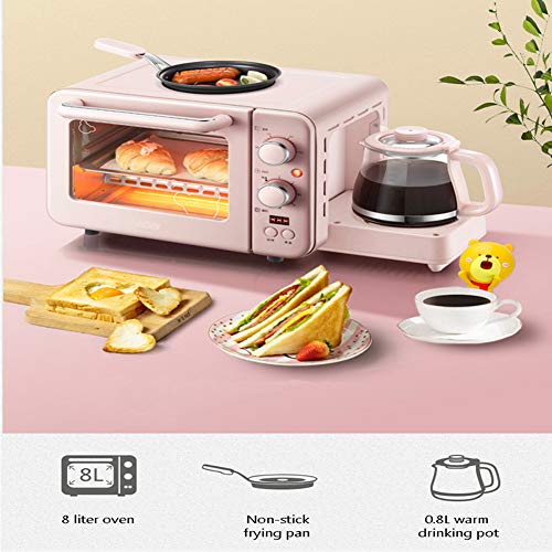 AFF Máquina de Desayuno multifunción 3 en 1 8L Mini Horno eléctrico Cafetera Huevos sartén Pan casero Pizza Horno Parrilla