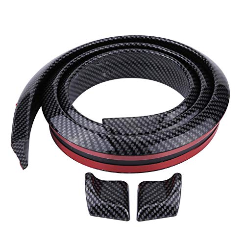 Alerón trasero del maletero, 1,5 m/4,9 pies, fibra de carbono, goma suave, techo trasero del coche, alerón, ala, pegatina de labios, negro(Black)