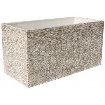 AnaParra Cubic Jardinera Exterior Rectangular Fabricado en hormigón aligerado | Macetero Decorativo de Piedra Artificial Exterior e Interior Medidas 90x27x37cm., Color Musgo Verde