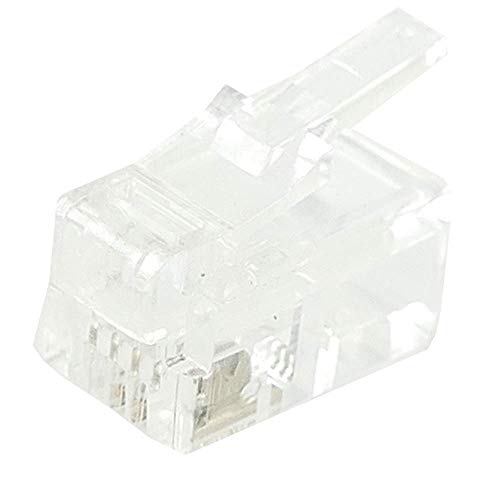 BeMatik - Conector telefónico RJ9 macho 4P4C para crimpar paquete de 25 unidades