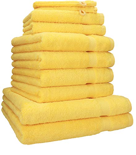 Betz Juego de 10 Piezas de Toallas Premium 100% algodón 2 Toallas de baño 4 Toallas de Mano 2 Toallas Invitados 2 Manoplas de baño Color Amarillo