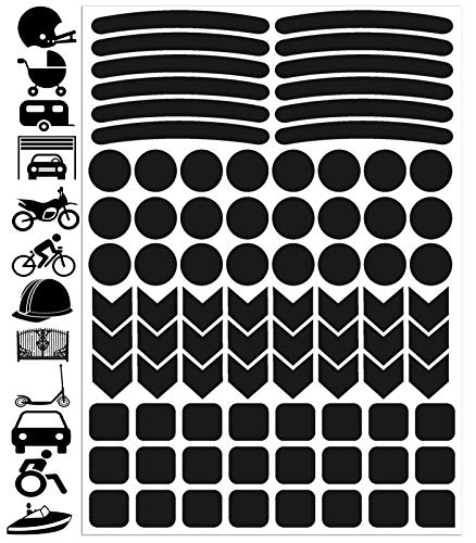 Biomar Labs® 84pcs Negro Kit de Bicicleta Pegatina Reflectante Cinta de Advertencia Seguridad Reflectiva Vinilo Adhesivo Coches Cascos Motos Ciclomotores Ordenador Portátil D 51