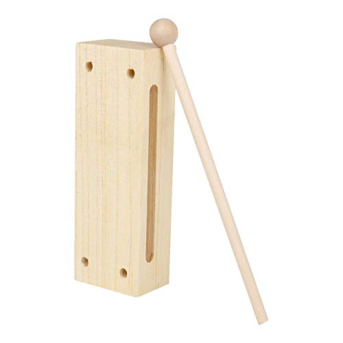 Bloque de percusión de madera con mazo, instrumentos musicales Orff, badajo cuadrado de dos tonos, bloques de ritmo de percusión de diseño de dos tonos, instrumento musical seguro para niños