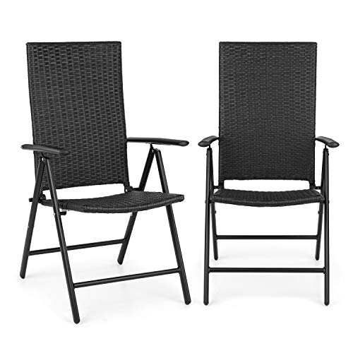 Blumfeldt Estoril Tumbona Plegable - Juego de 2 Piezas, Asiento: 45x45cm, Respaldo Regulable en Altura de 8 Posiciones, Cubierta Impermeable, SmartSpace Concept, Tubo de Aluminio, Negro