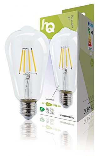 Bombilla de filamento LED retro atenuable E27 ST64 clara de 4 W, 345 lm y 2700 K