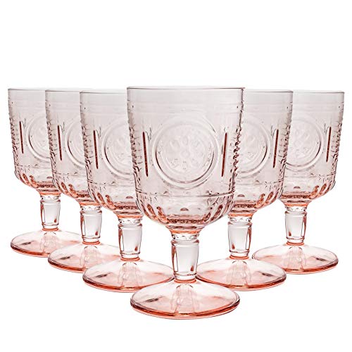 Bormioli Rocco Romantic - Juego de Copas para Vino - Diseño Italiano Tradicional - Rosa - 320 ml - Pack de 6