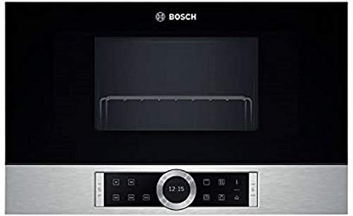 Bosch BER634GS1 Serie 8 - Microondas integrable / encastre, 21 L, 900 W, color negro con acero inoxidable