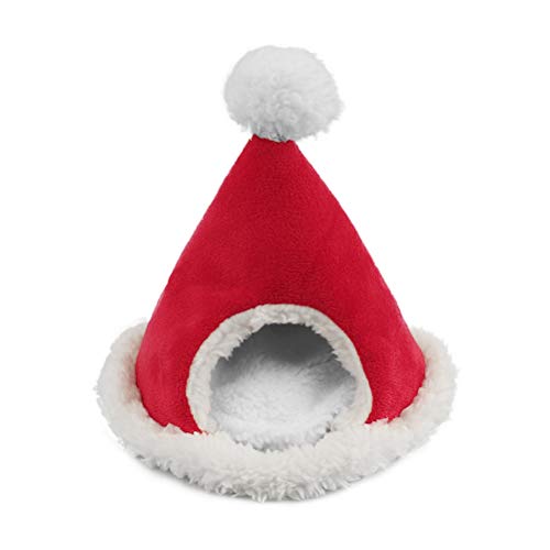 Cama de hámster Cama de Juego pequeña de Invierno Jaula de casa Suave Nido Accesorios para hámster Sombrero de Papá Noel Descansando para jerbo Erizos Ratones Dragones