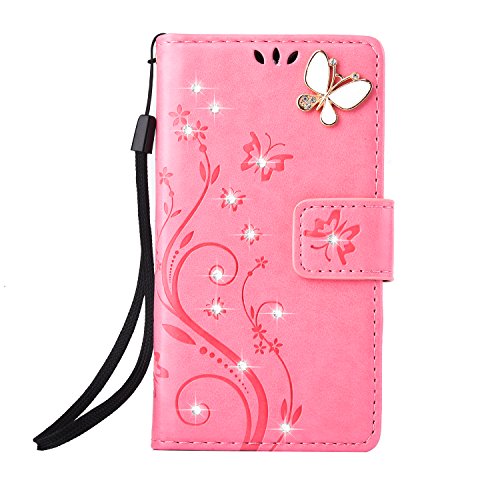 Carcasa de Piel Xperia XZ, funda de piel Para Sony Xperia XZ funda de piel Para funda Design Bling Diamonds – Funda de piel con funda para tarjeta de crédito función Stand para Sony Xperia XZ Case