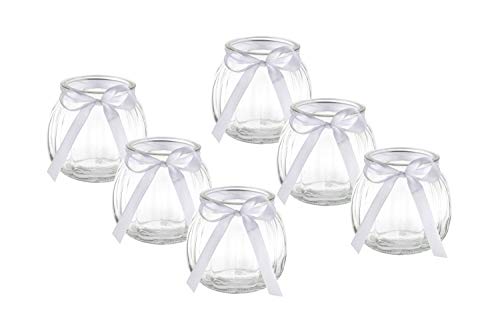 Casavetro - 12 x florero de Lazo Blanco o Rosa portavelas de Mesa Decorativo Jarrón portavelas para Velas de té Set Vasos,