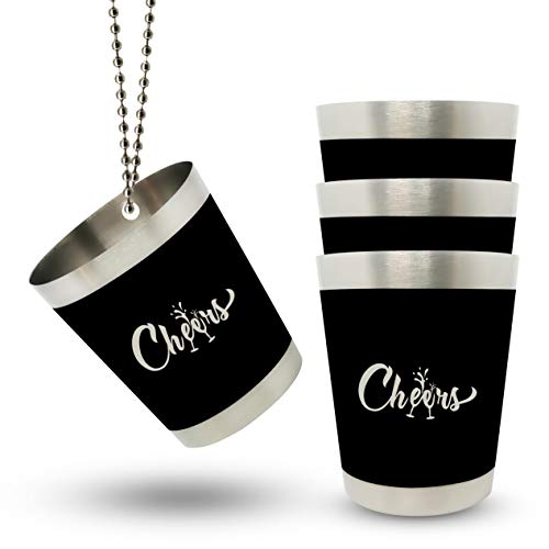 Cheers - Collar de chupito de 4 cl de acero inoxidable para fiestas de despedida de soltero, para mujeres y hombres, accesorio para fiesta JGA