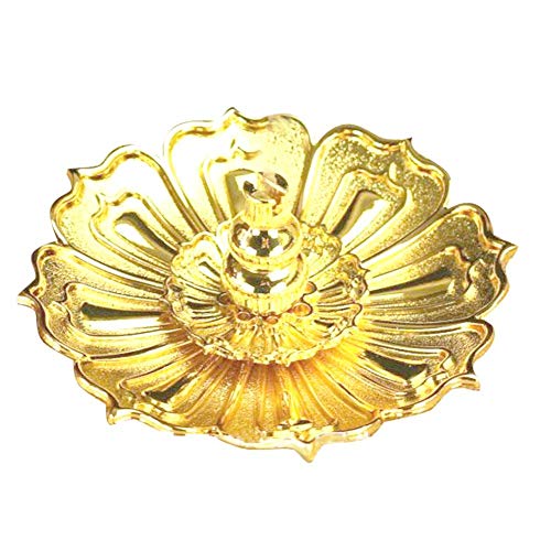 Cosiki Soporte para Varilla de Incienso, procesamiento de Chapado, aleación de Cobre, Soporte para Varilla de Incienso, Forma de Flor, Varilla de Incienso para Sala de Estar,(Golden)