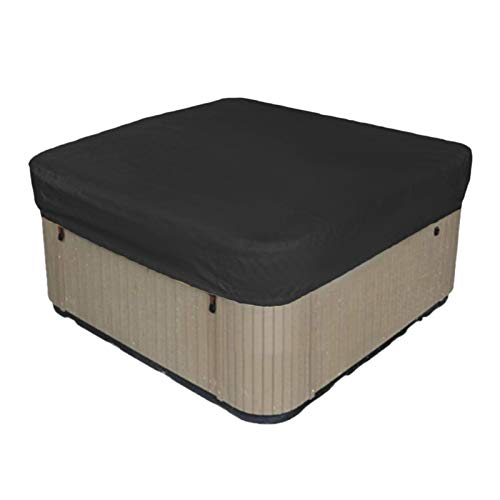 Cuadrado Cubierta para bañera, Funda para Bañera de Hidromasaje Cubierta, Cubierta Para Protección De Jacuzzi Para Invierno, 210D Oxford Fabric Rattan Furniture Cover, Negro/GrisBlack-218x218x50cm