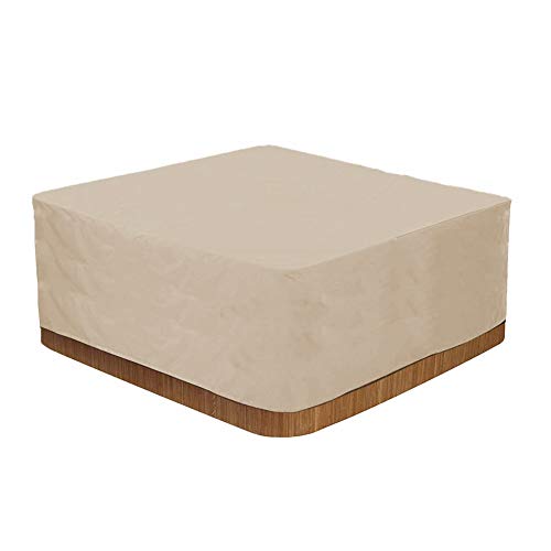 Cubierta de Jacuzzi al Aire Libre, Cubierta SPA de Plaza de Tela de Poliéster 190T, Anti-UV, a Prueba de Polvo, Impermeable,Beige,220x220x90cm