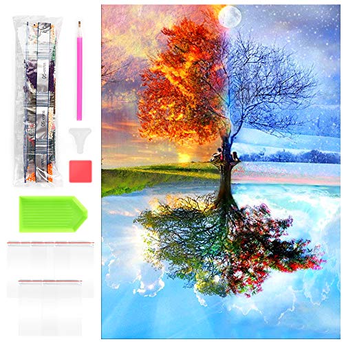 Diamond Painting 5D, DIY Diamond Painting Arbol Kit Completo, Punto de Cruz Diamante Manualidades para Niños/Adultos, Cuadros Diamantes para Decoración de Pared/Oficina/Sala/Comedor