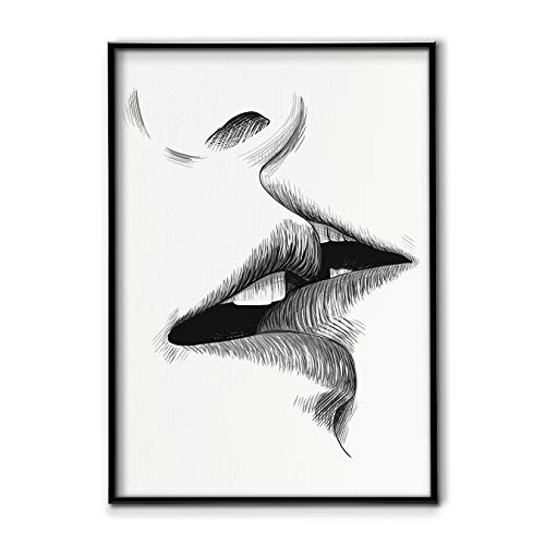 DONLETRA® Lámina Nórdica de Beso/Kiss para Enmarcar - Decoración de Pared - Cuadro en Lienzo sin Marco, Varias Medidas, LSM-002 (29.7x42cm A3)