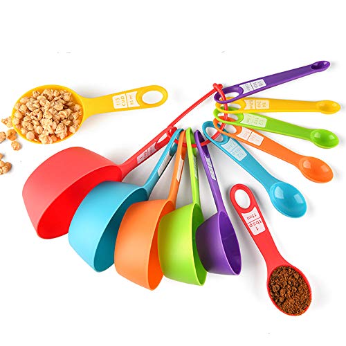 EigPluy Cucharas Medidoras,Juego 12 Piezas Cucharas y Tazas Medidoras de Plástico, Tazas Medidoras Cocina para Medir Líquidos y Los Ingredientes para Cocción y Horneado