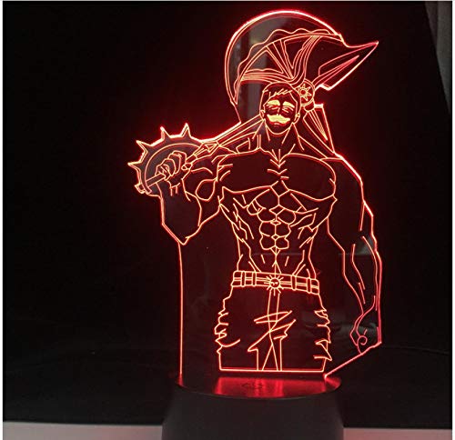 Escanor Anime 3D Lámpara LED Siete pecados capitales Bebé Niños Cumpleaños 7 colores Cambio Lámpara de regalo Annie Night Lights Sin controlador