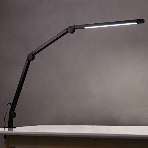 Eyocean - Lámpara de escritorio LED, brazo giratorio, lámpara de arquitectura, lámpara de trabajo, control táctil, lámpara de mesa, regulación sin niveles, temperatura de color ajustable