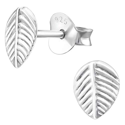 EYS JEWELRY® Pendientes para señora flor hoja 7 x 5 mm puro plata de ley 925 plateado con la caja Pendientes mujer