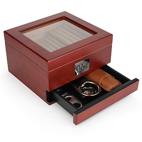 Flauno Humidor de Puros con Higrómetro y Humidificador